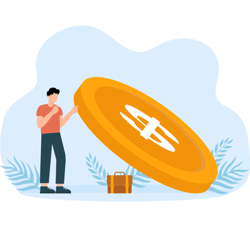 ビジネスマンは大金の下で小額を貯蓄する  イラスト