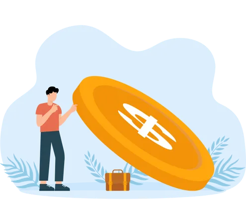 ビジネスマンは大金の下で小額を貯蓄する  イラスト