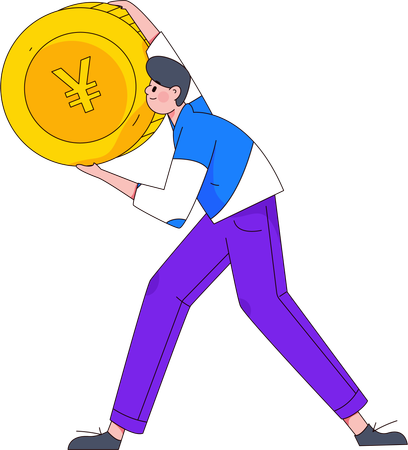 Businessman saves Yen currency  Illustration