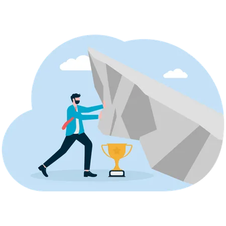 Businessman saving business trophy  Illustration