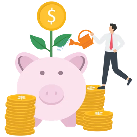 Businessman saving Dollar money  Illustration