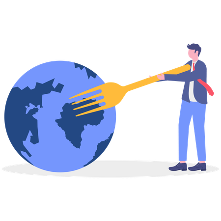 Businessman saving earth  Illustration