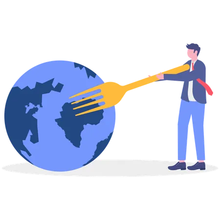 Businessman saving earth  Illustration