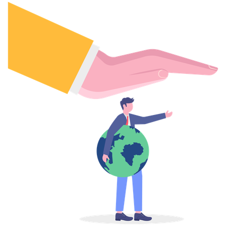 Businessman saving Earth planet  Illustration