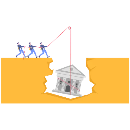 Businessman saving failing institute  Illustration