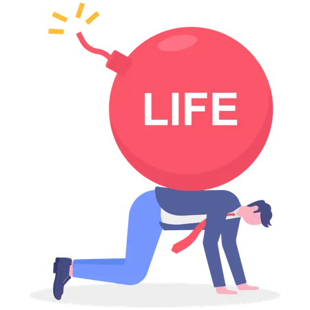 Businessman saving his life  Illustration