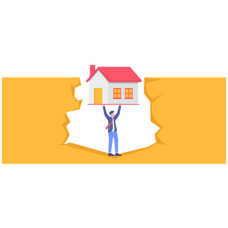 Businessman saving his mortgaged house  Illustration