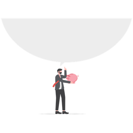 Businessman saving in piggy bank  Illustration