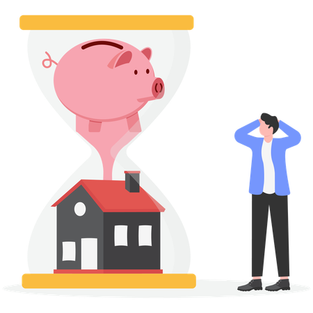 Businessman saving money for property  Illustration
