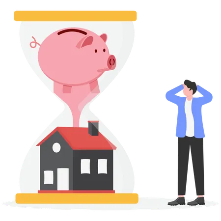 Businessman saving money for property  Illustration