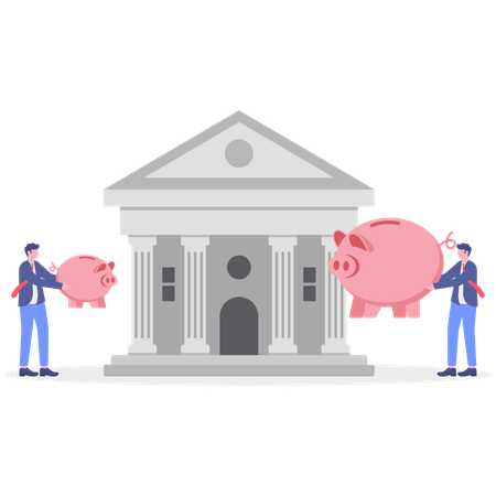 Businessman saving money in bank  Illustration