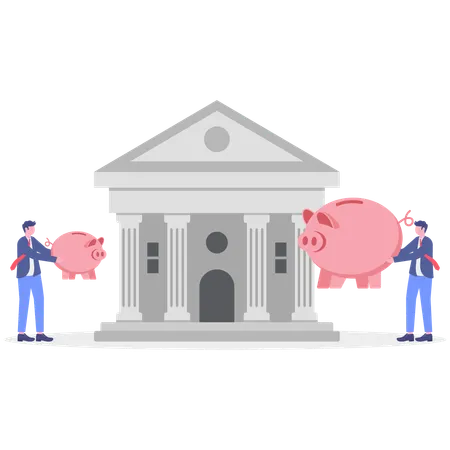 Businessman saving money in bank  Illustration