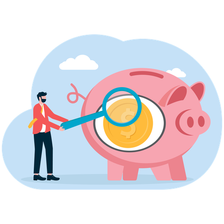 Businessman saving money in piggy bank  Illustration