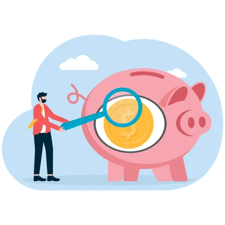 Businessman saving money in piggy bank  Illustration