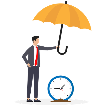 Businessman saving time and doing time management  Illustration