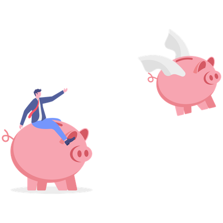Businessman savings in loss  Illustration