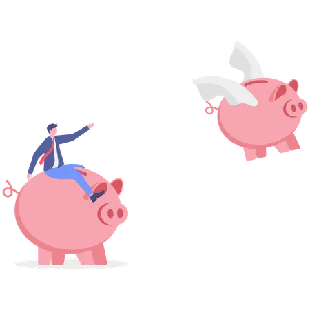 Businessman savings in loss  Illustration