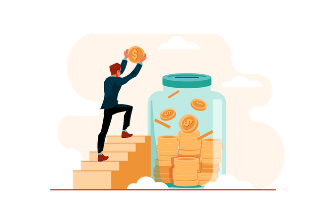 Businessman savings money  Illustration