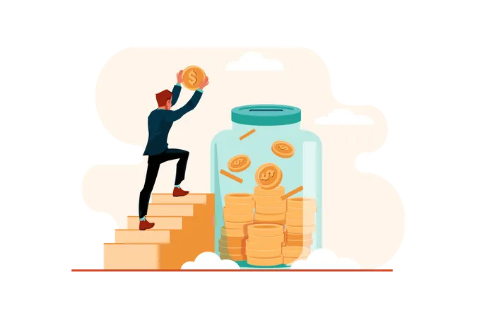 Businessman savings money  Illustration