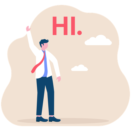 Businessman saying hii  Illustration