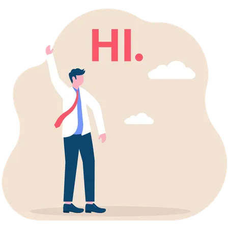 Businessman saying hii  Illustration