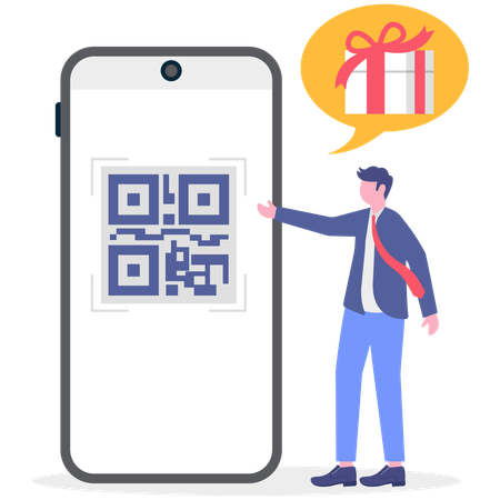 Businessman scan qr code  Illustration