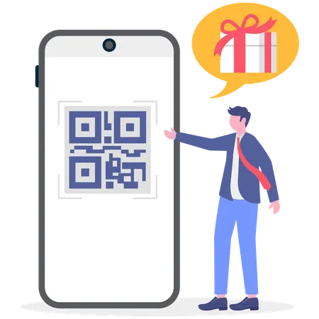 Businessman scan qr code  Illustration