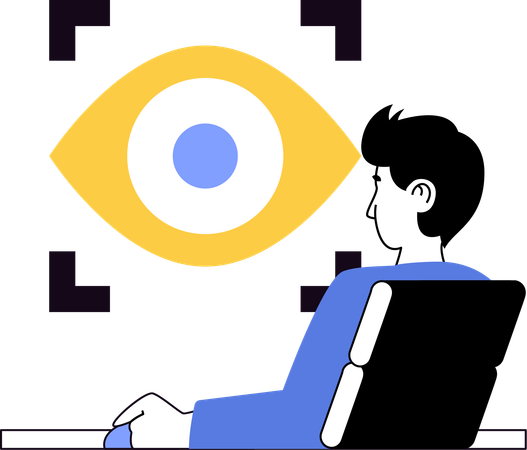 Businessman scanning his eyes for authentication  Illustration