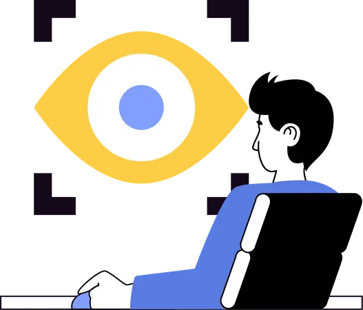 Businessman scanning his eyes for authentication  Illustration