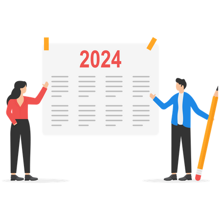 Businessman schedule for 2024 year  Illustration