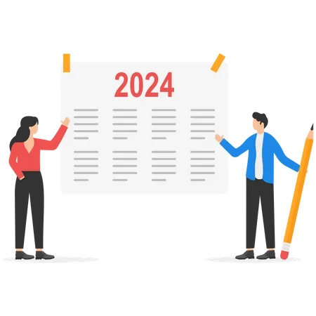 Businessman schedule for 2024 year  Illustration