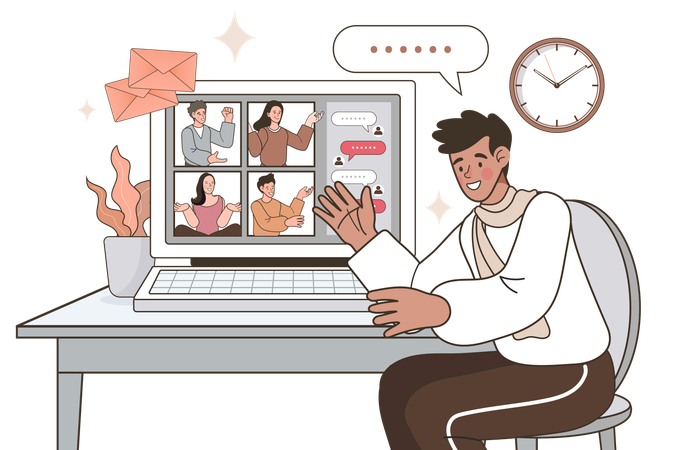 Businessman schedules online call  Illustration