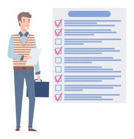 Businessman scheduling daily task to do list Illustration