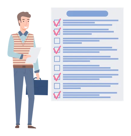 Businessman scheduling daily task to do list  Illustration