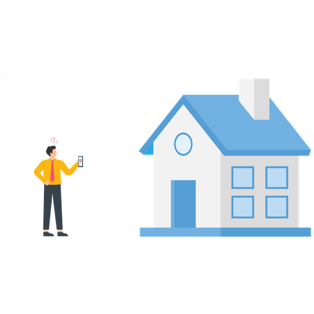 Businessman search a house location  Illustration