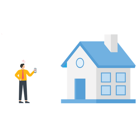 Businessman search a house location  Illustration