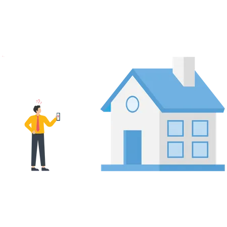 Businessman search a house location  Illustration