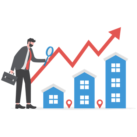Businessman search for housing investment opportunity  Illustration