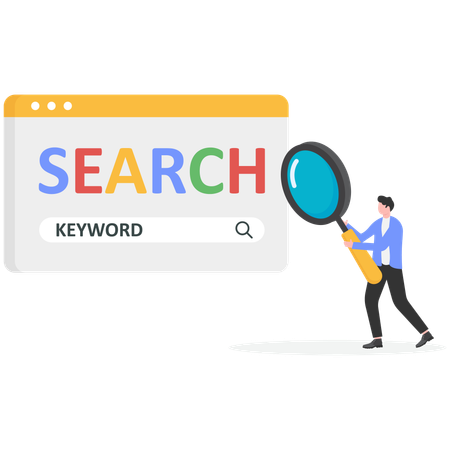 Businessman search keyword on browser  Illustration