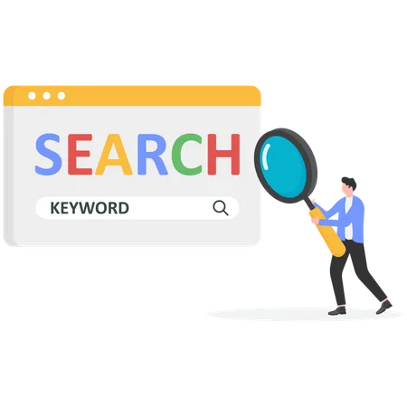 Businessman search keyword on browser  Illustration