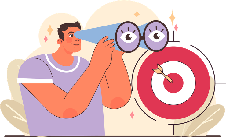 Businessman searches for business target  Illustration