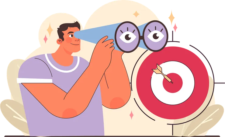 Businessman searches for business target  Illustration