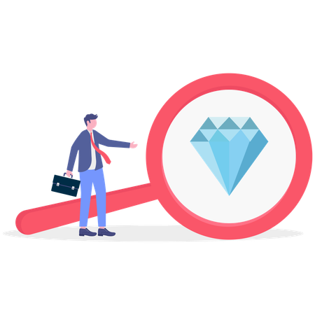 Businessman searches for diamond  Illustration