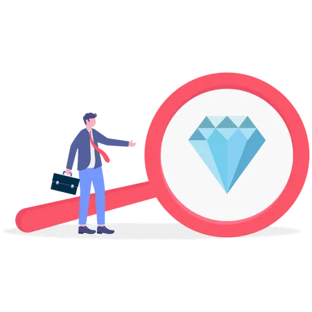 Businessman searches for diamond  Illustration