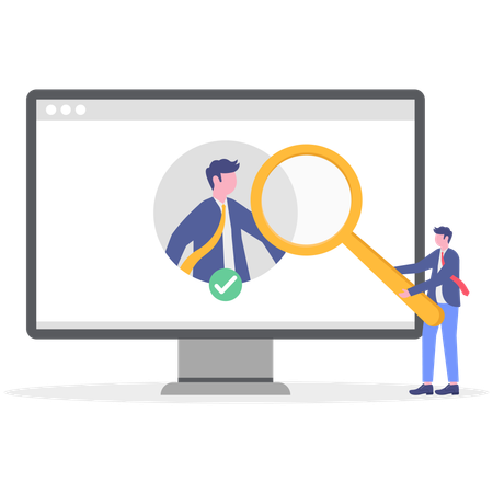 Businessman searches for new employee  Illustration
