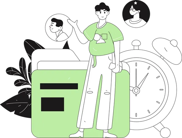 사업가가 회사의 새로운 직원을 찾습니다  일러스트레이션
