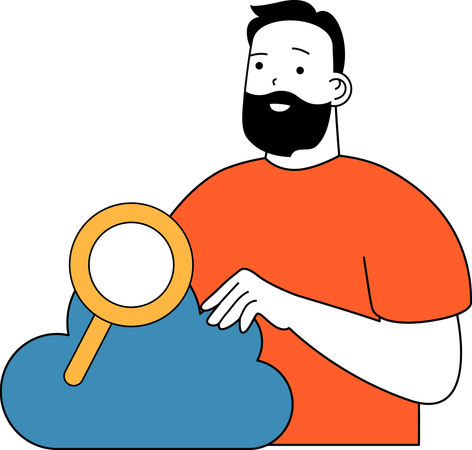 Businessman searches on cloud  Illustration