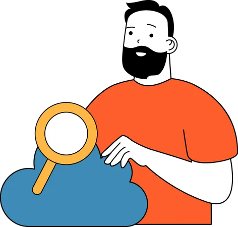Businessman searches on cloud  Illustration