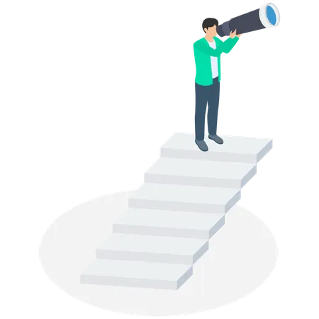 Businessman Searching Best Path  Illustration