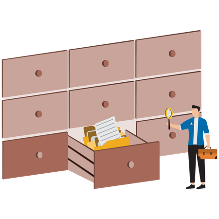 Businessman searching business folder  Illustration